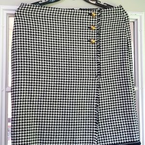 Talbots faux wrap houndstooth skirt